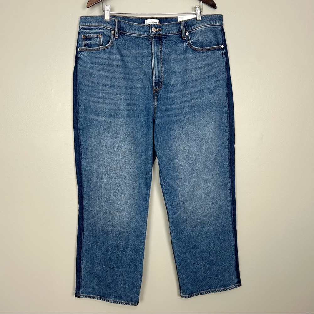 LOFT High Rise Straight Jeans Women’s Size 18 Stretch Denim Classic Medium Wash